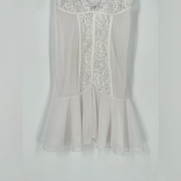 2FOR$30 Coquette Brand White Mesh Sheer Lacey Babydoll Lingerie - Picture 3 of 8